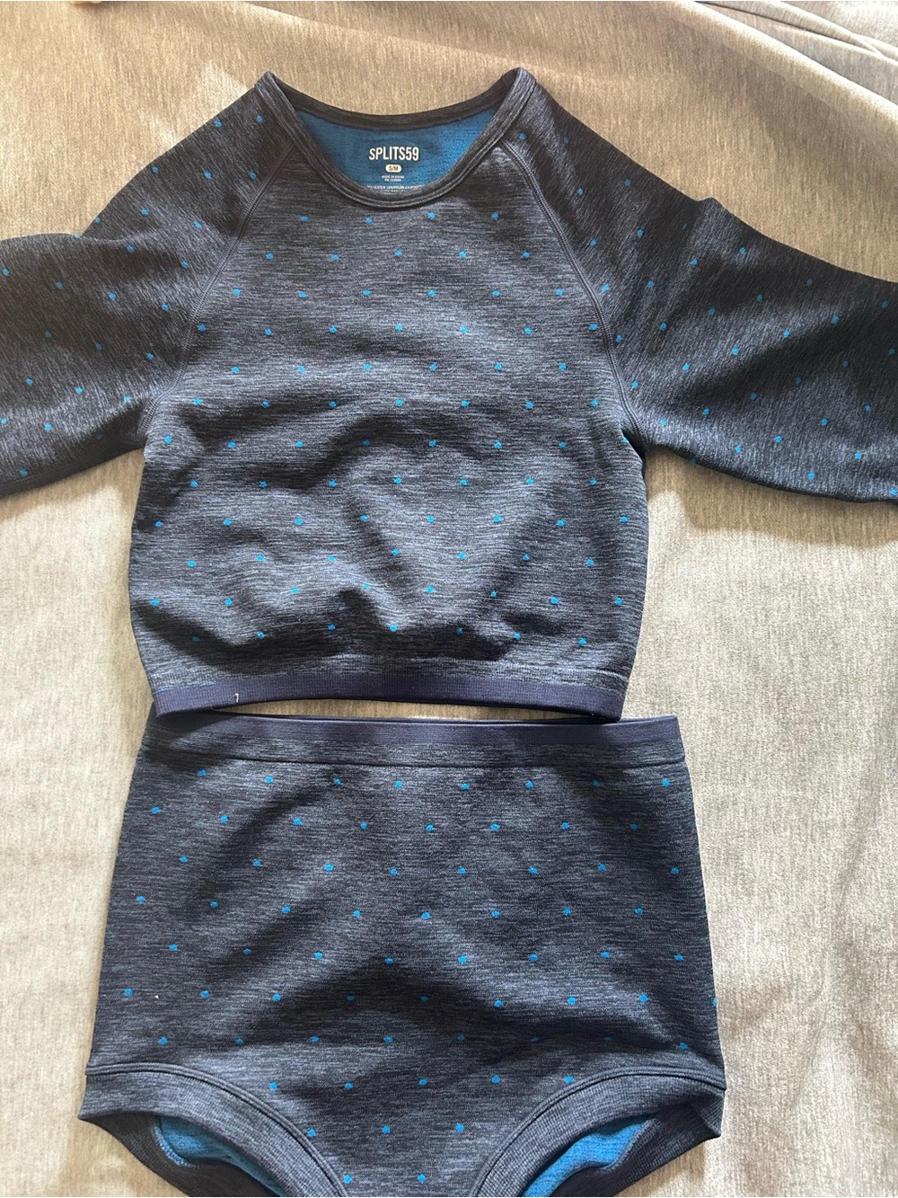 Splits59 Navy Sweatshirt and Shorts Set with Blue Dot Print